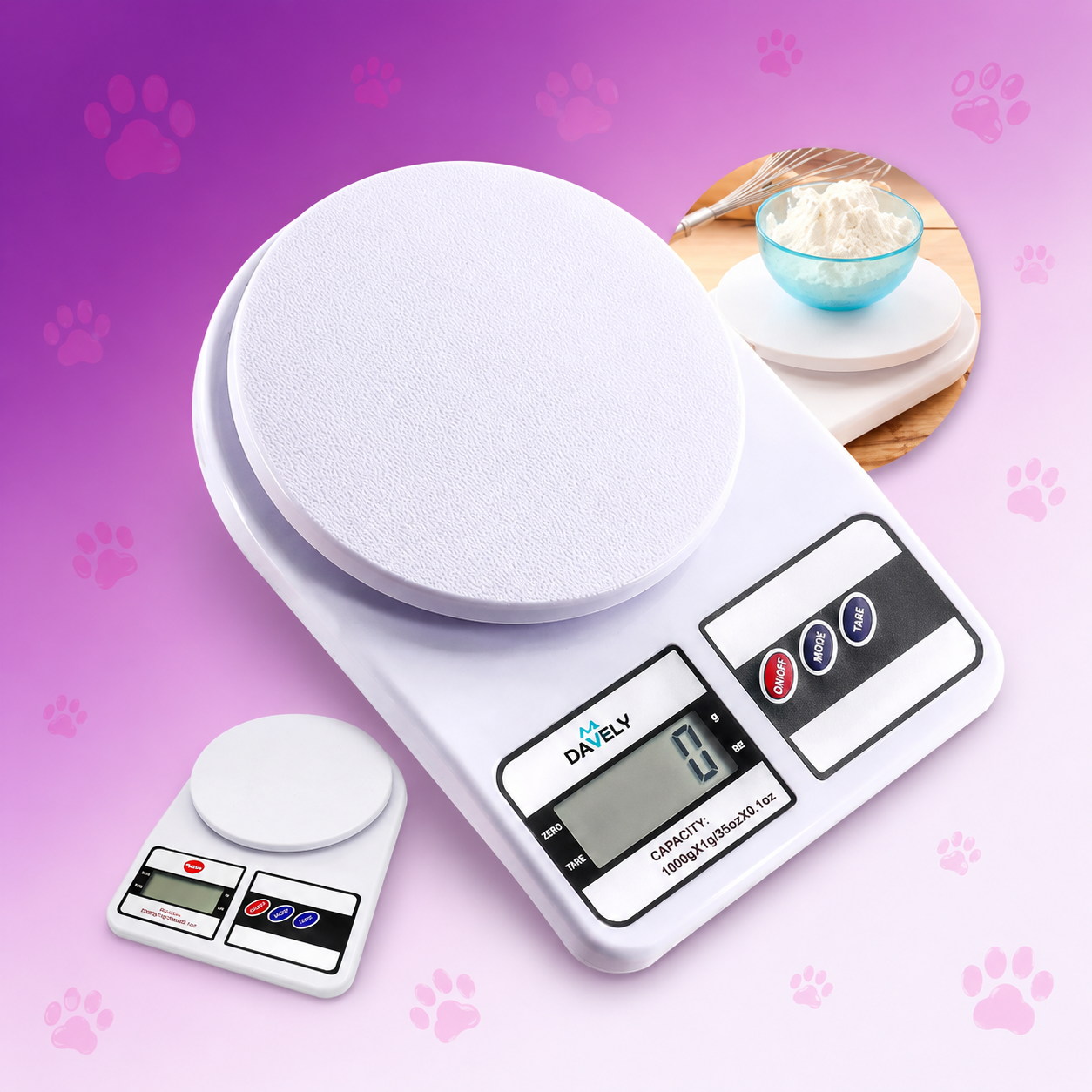 Balança digital de precisão 10kg Davely Cook para pesar porções de dieta natural de cães e gatos