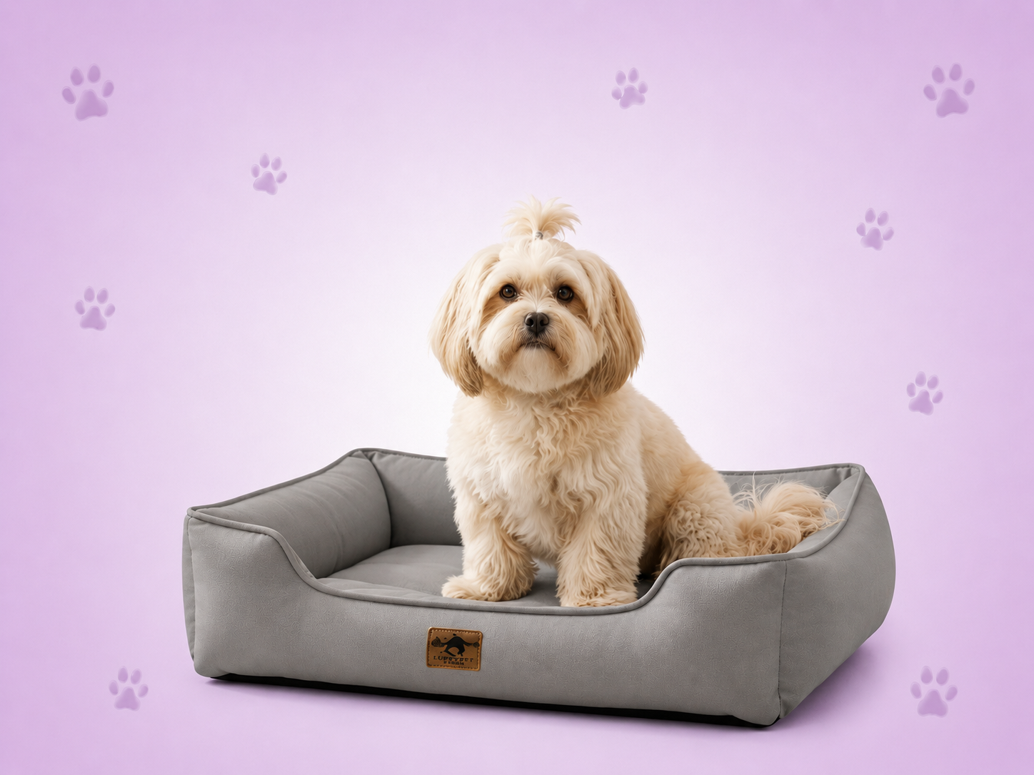Cama Pet Suede Luxo 60x50 Lavável Fundo Impermeável Cinza