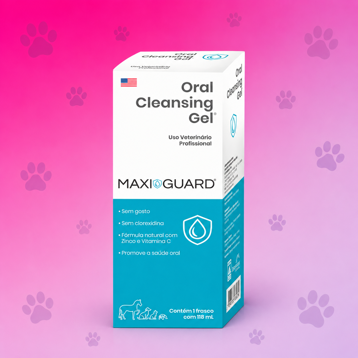 Gel líquido dental MaxiGuard sem sabor 118ml para cães e gatos higiene bucal