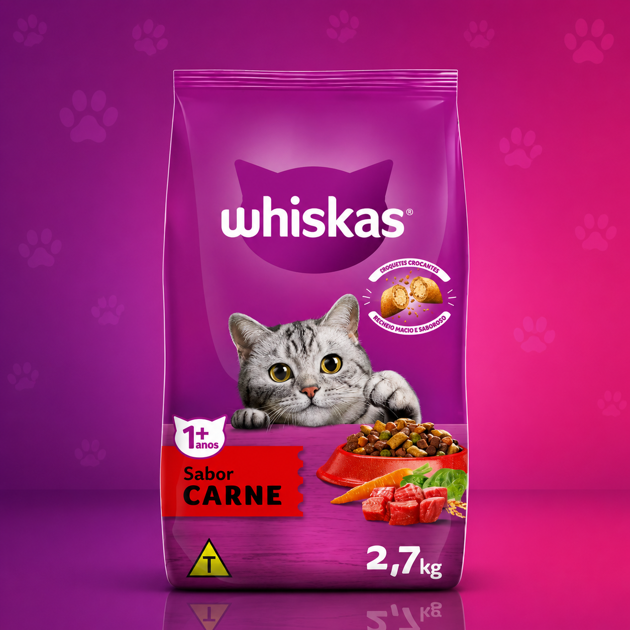 Ração seca Whiskas sabor carne para gatos adultos 2,7kg