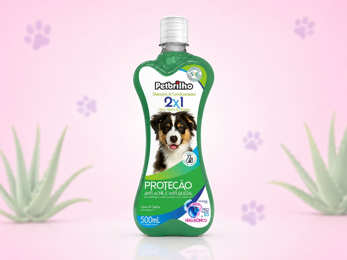 Shampoo e Condicionador 2x1 Petbrilho Hidratante Cães 500ml