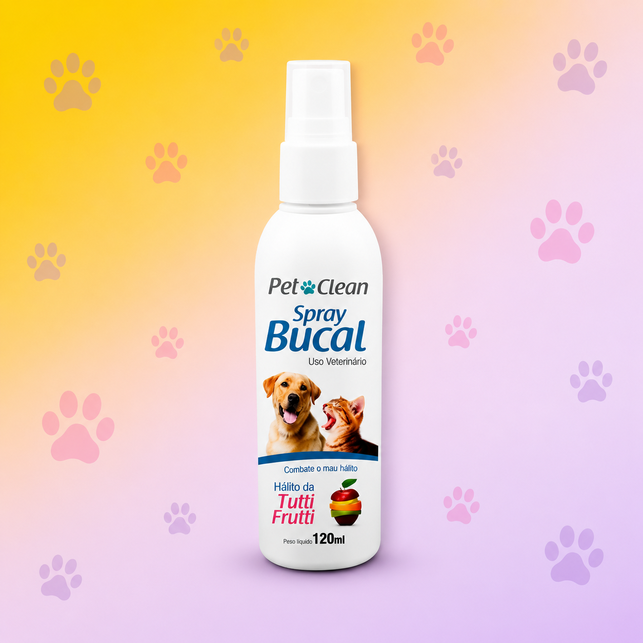 Spray bucal Pet Clean para cachorro e gato 120ml tutti frutti higiene dental