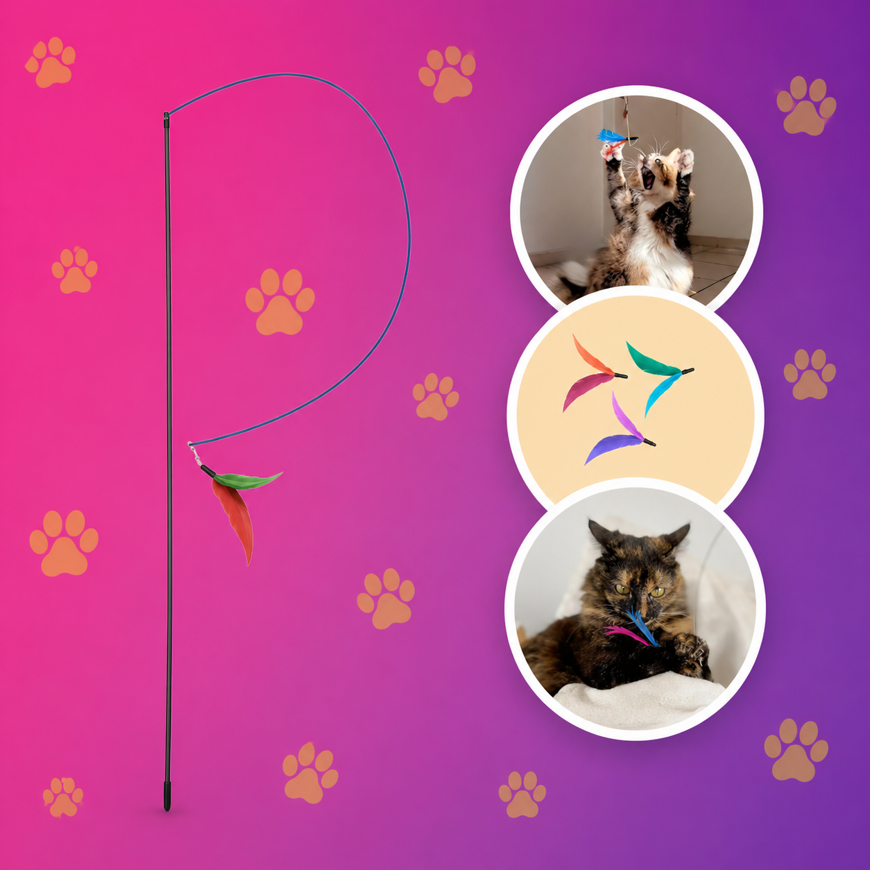 Brinquedo varinha com pena Flying Cat Pet Games para gatos