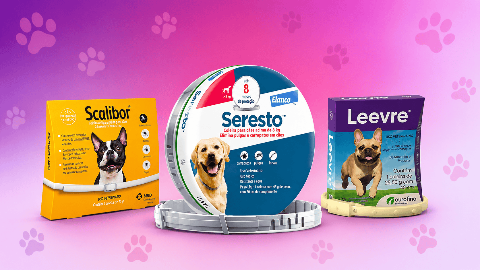 Coleiras antipulgas e carrapatos para cães em 2026 — Seresto, Scalibor e Ourofino Leevre