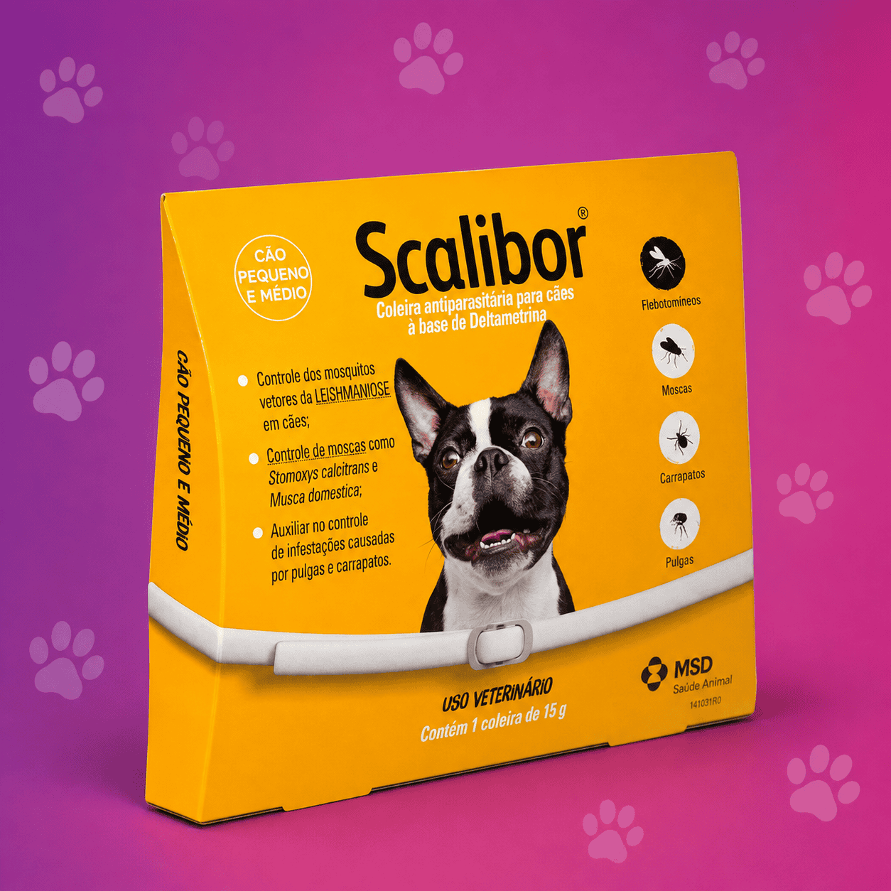 Coleira Scalibor MSD antiparasitária para cães, proteção contra pulgas e carrapatos