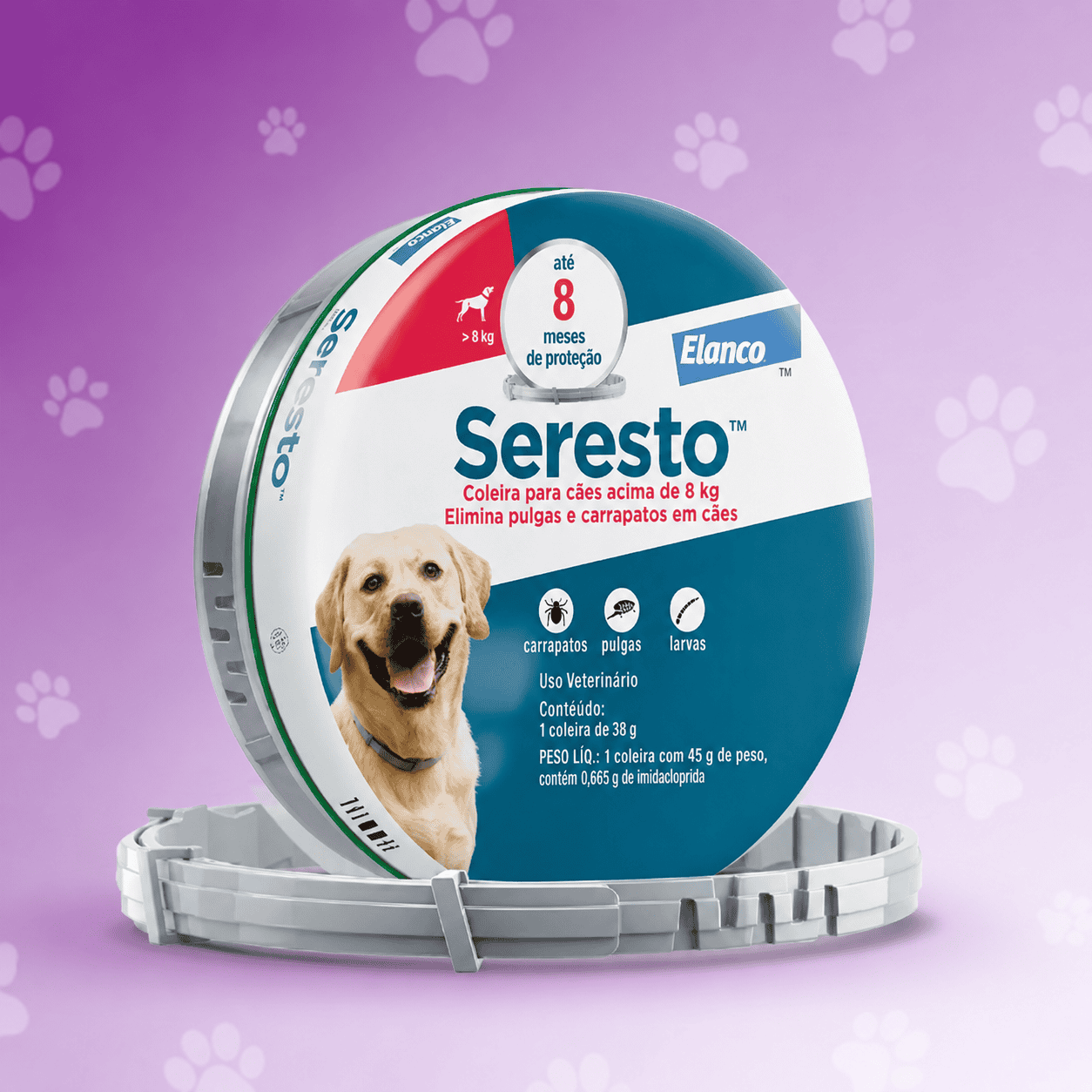 Coleira Seresto Elanco antipulgas e carrapatos para cães acima de 8kg