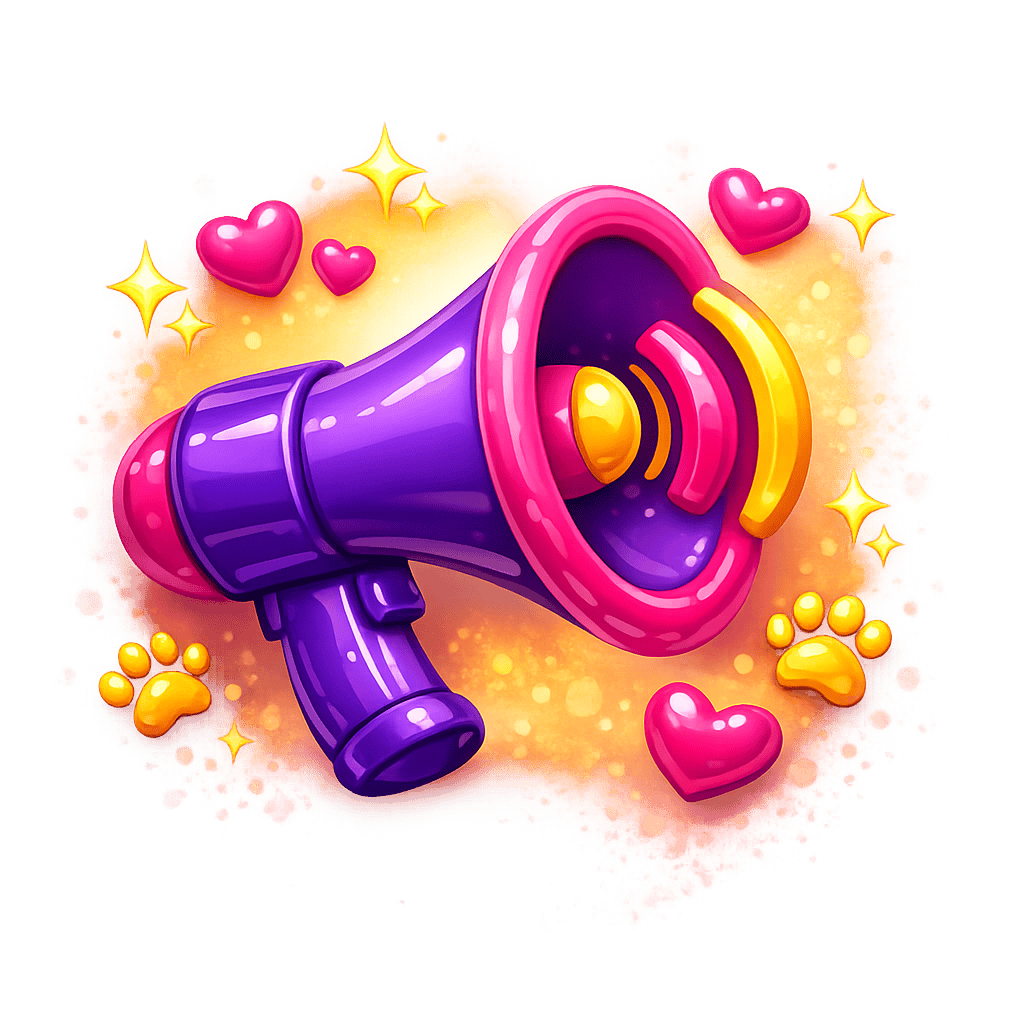 Ícone de megafone roxo e rosa representando espaço publicitário