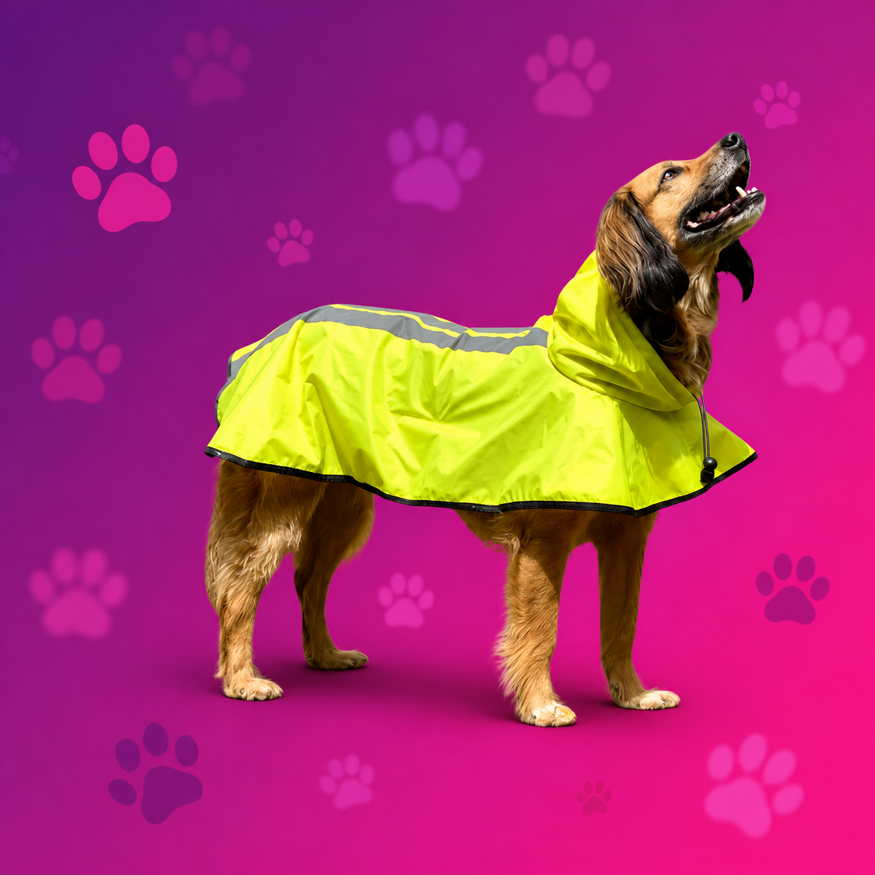 Capa de chuva impermeável para cachorro, modelo emborrachado com refletivo